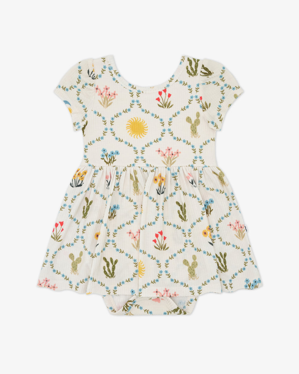 Flat lay of the Desert Meadow Ribbed Skater Dress with Bodysuit