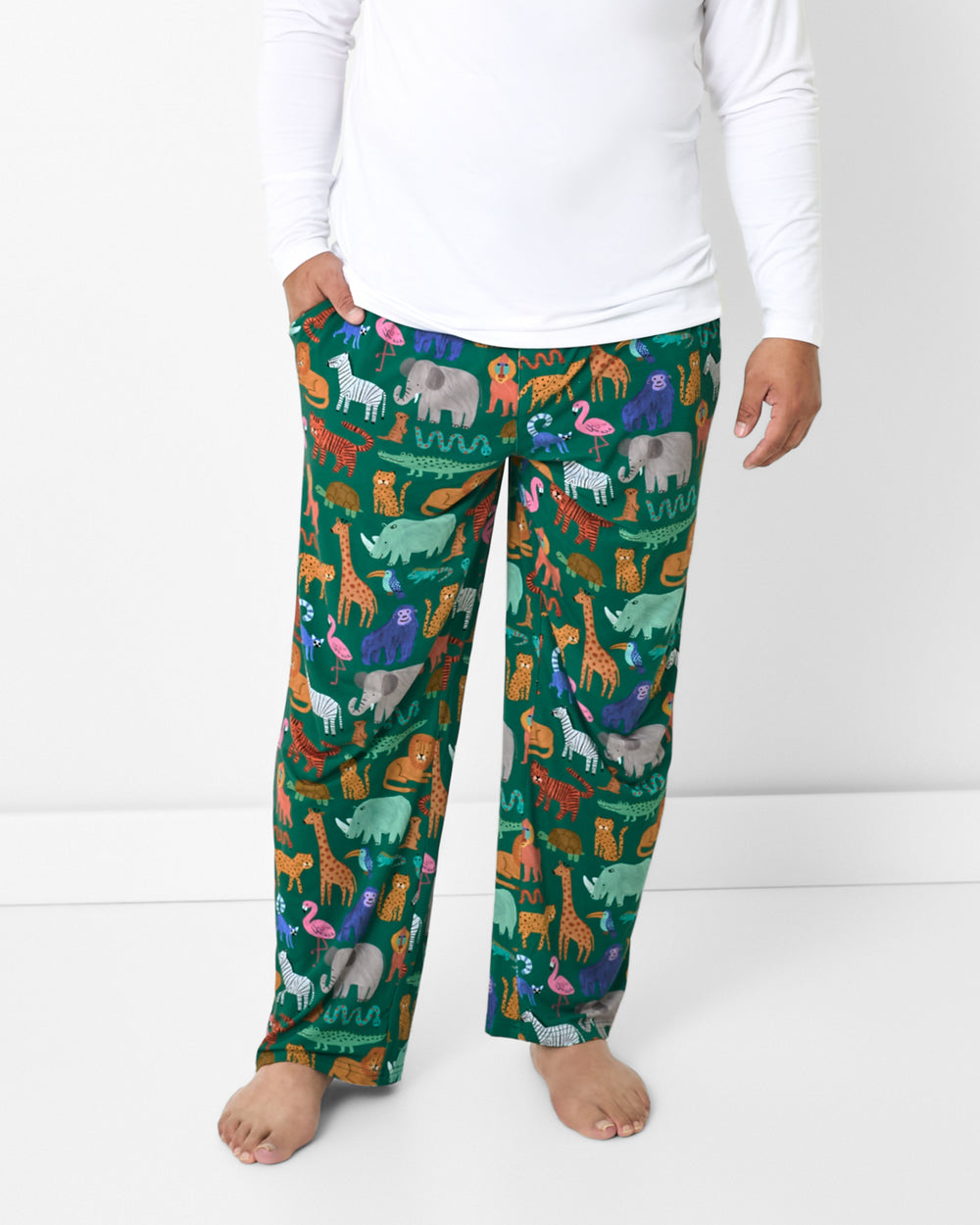 Front view of man wearing the Wild Zoo Men's Pajama Pants