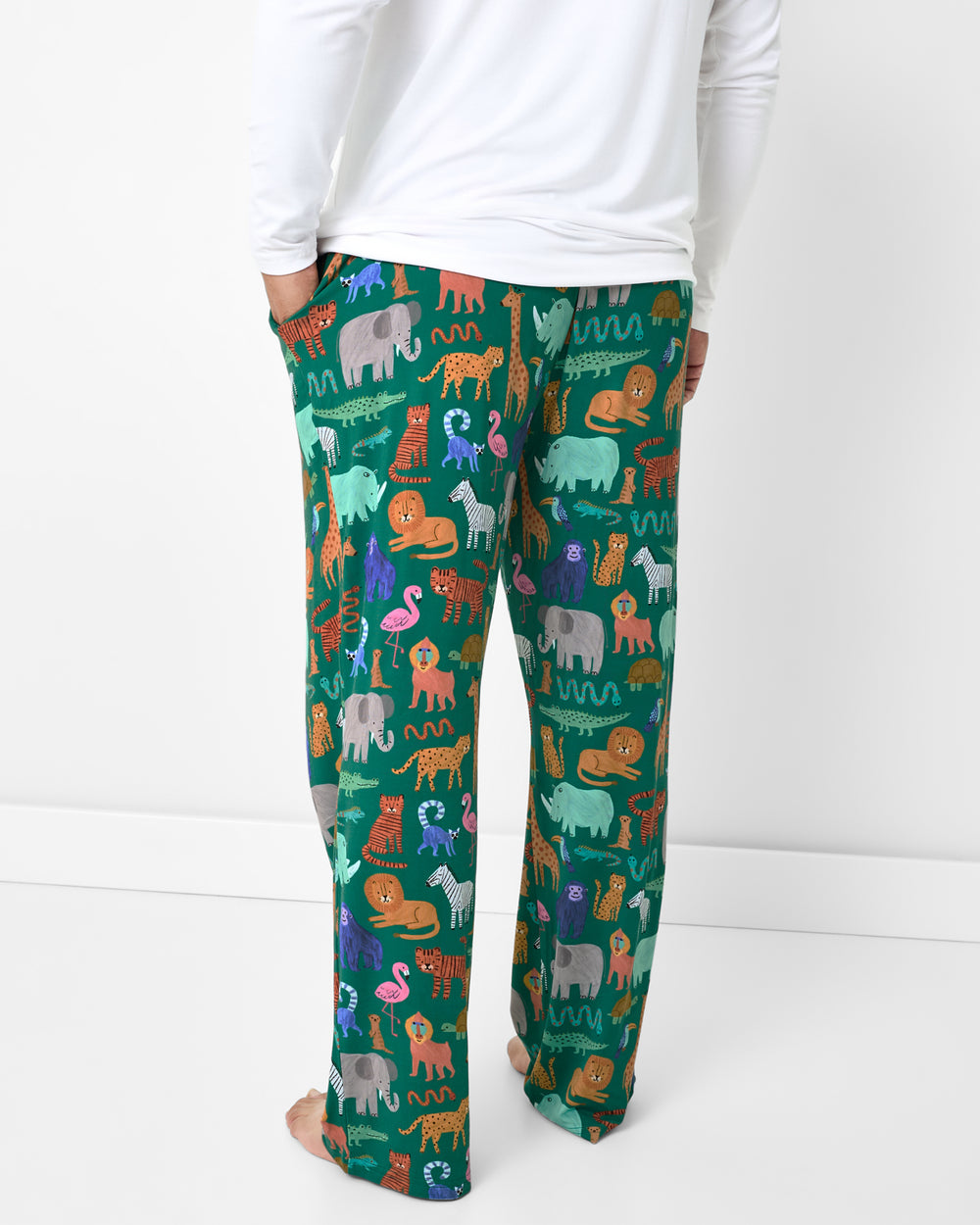 Back view of man wearing the Wild Zoo Men's Pajama Pants