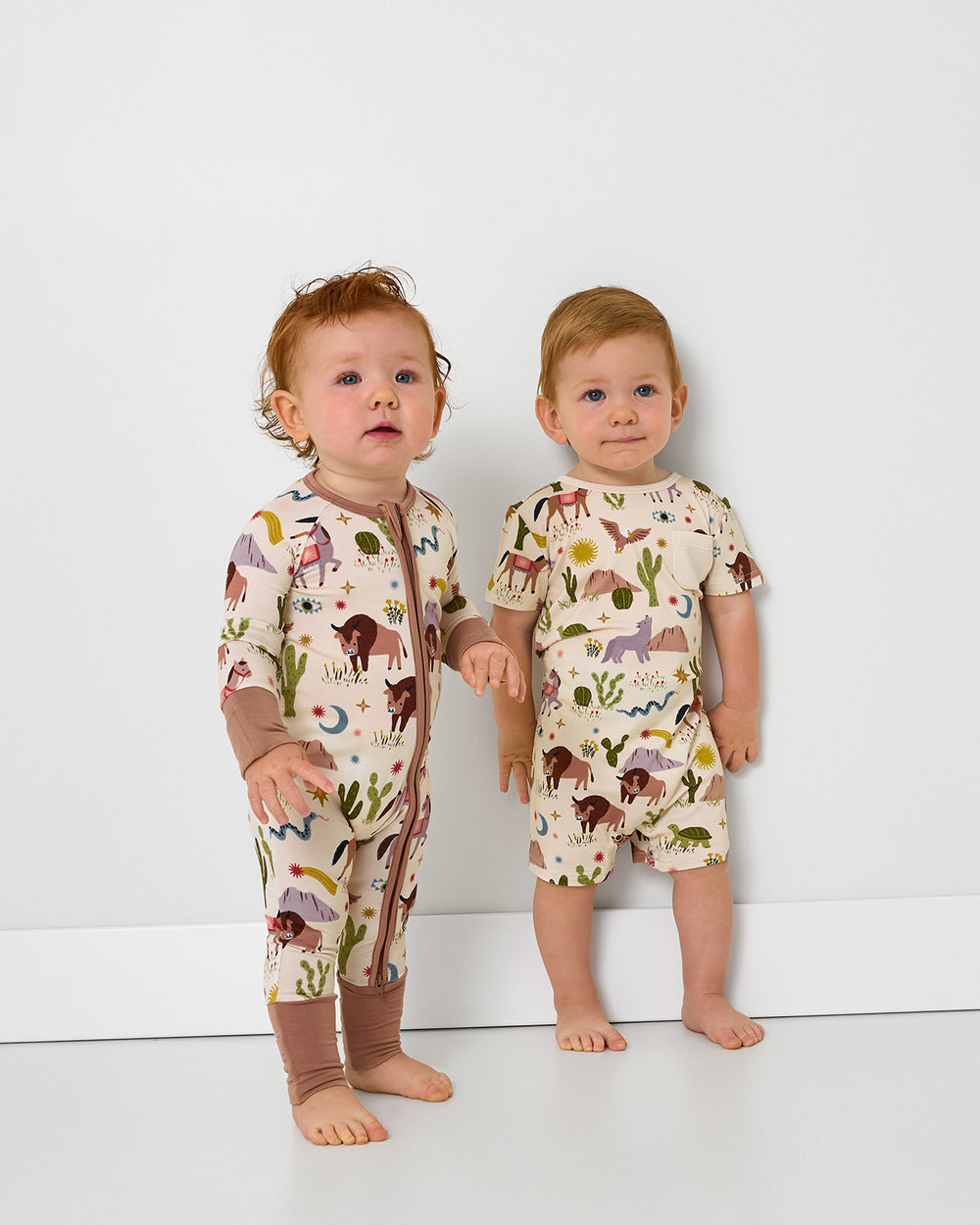 Two children wearing matching Wild Frontier styles
