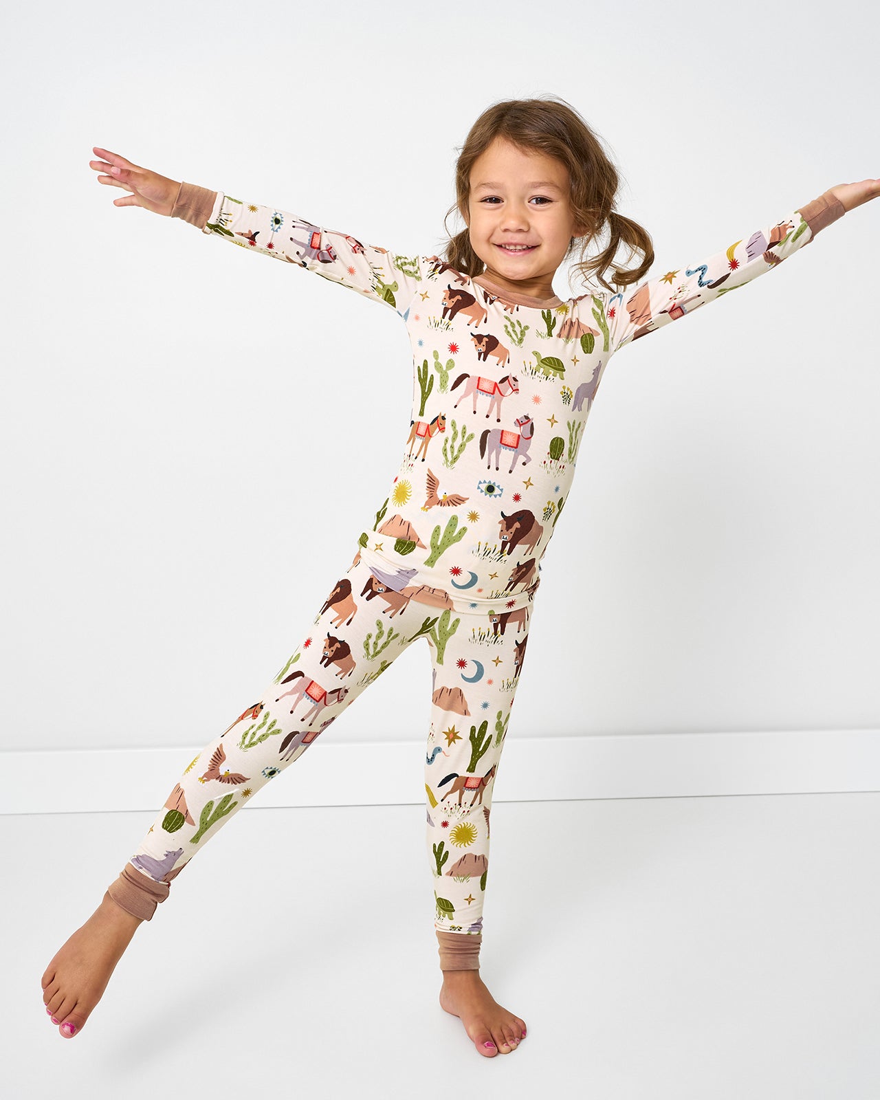 Posing girl wearing the Wild Frontier Two-Piece Pajama Set