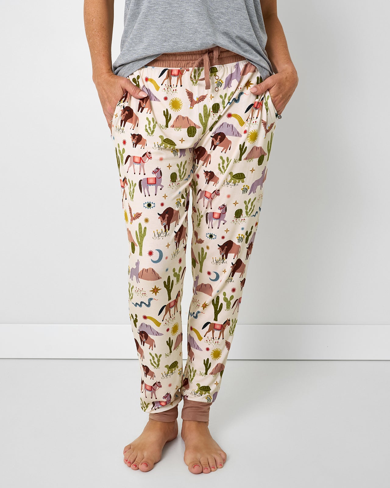 Woman wearing the Wild Frontier Women's Pajama Pants