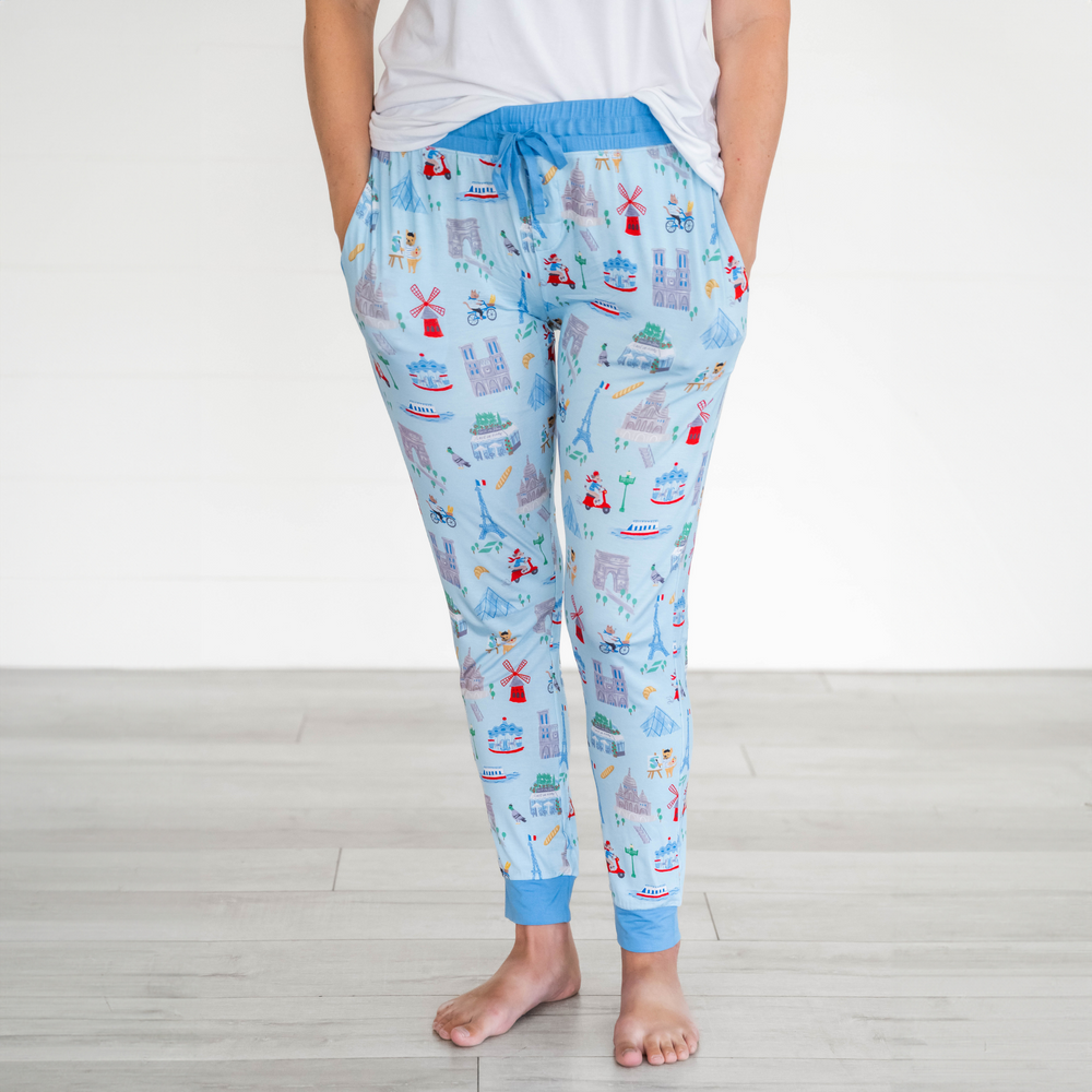 Close up image of the Blue Weekend in Paris Women's Pajama Pants