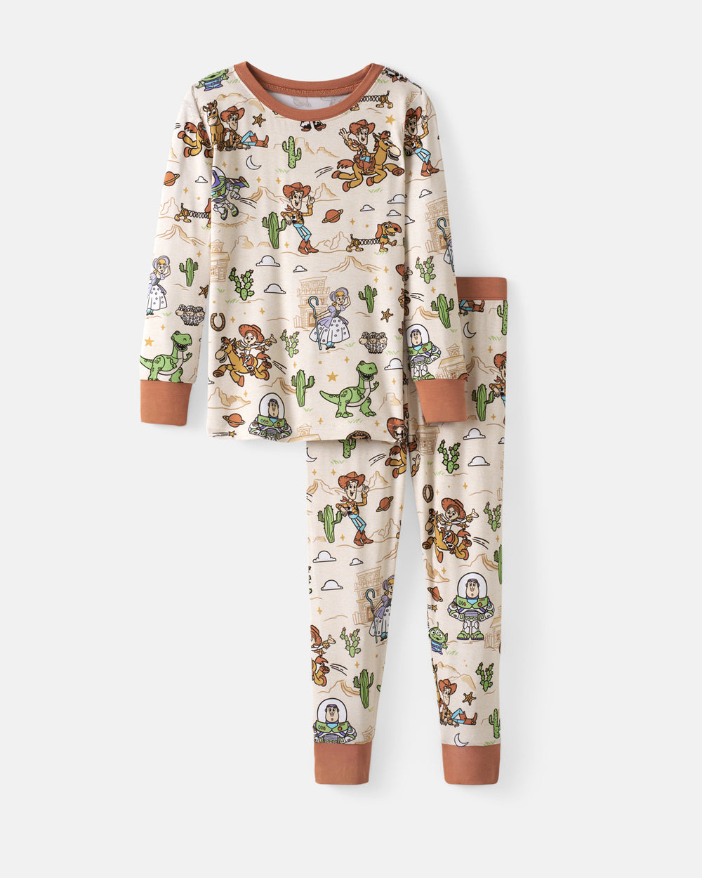 Flat lay of the Disney & Pixar Woody's Wild West Two-Piece Pajama Set