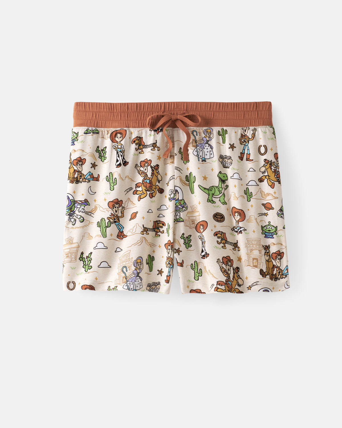 Flat lay of the Disney & Pixar Woody's Wild West Women's Pajama Shorts