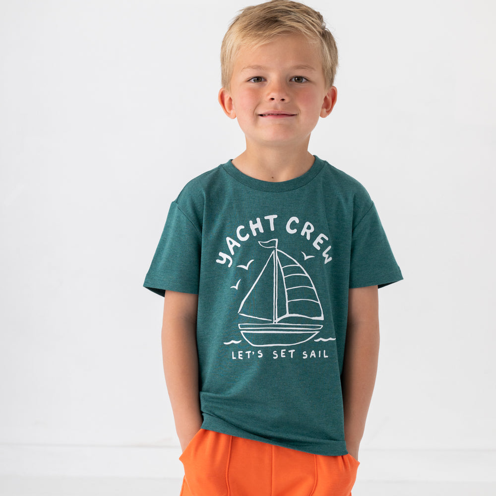 Child wearing the Yacht Crew Short Sleeve Relaxed Tee