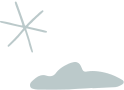 A minimalist graphic design featuring a light blue-gray star and cloud illustration on a solid white background.