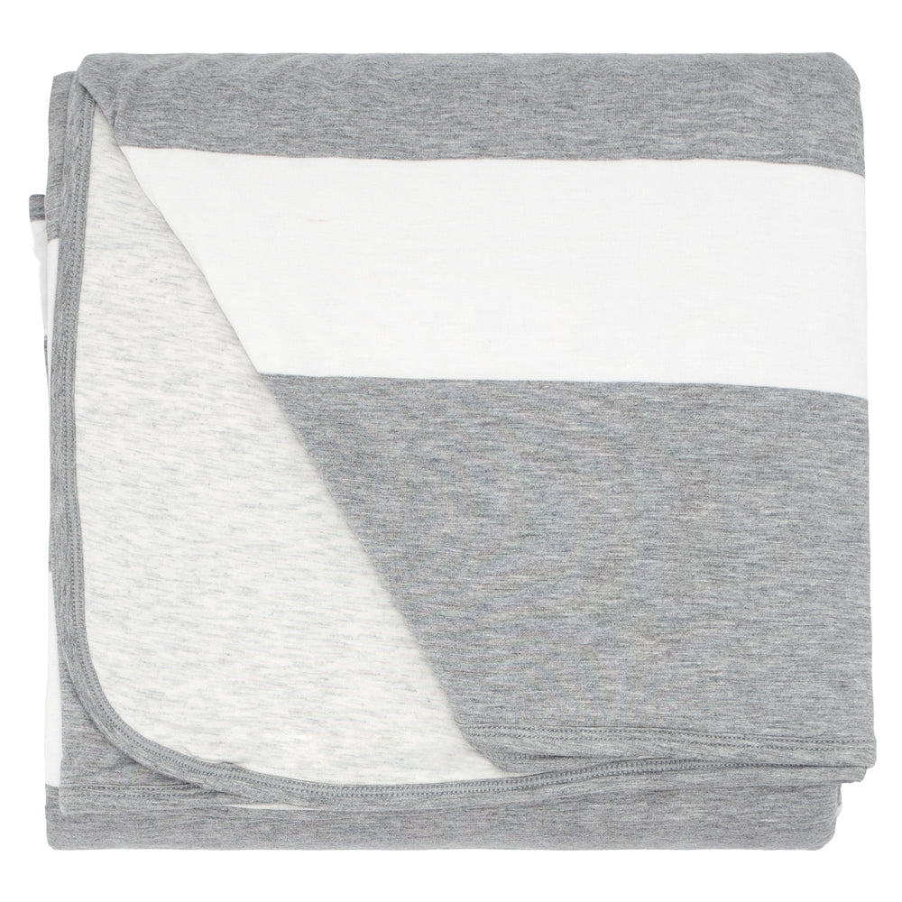 Click to see full screen - Adult Blanket - Heather Gray Wide Stripe Bamboo Viscose Oversized Cloud Blanket