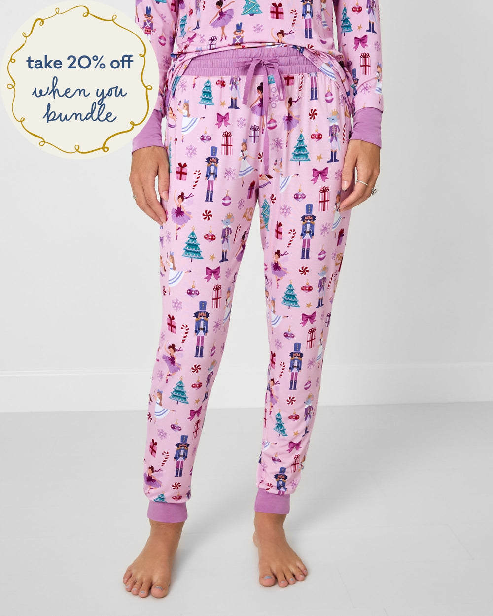 Woman wearing the Nutcracker Ballet Women's Pajama Pants