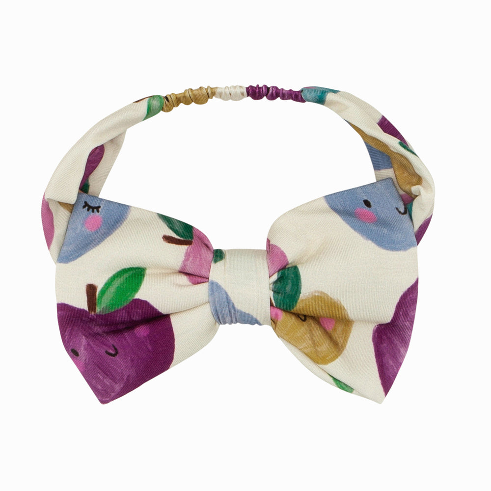 Alternate flat lay image of a Berry Apple of my Eye luxe bow headband