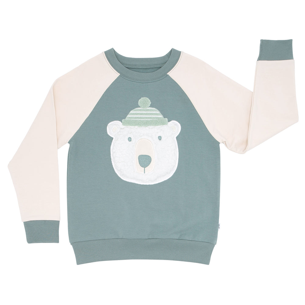 Flat lay image of a Polar Bear crewneck sweatshirt