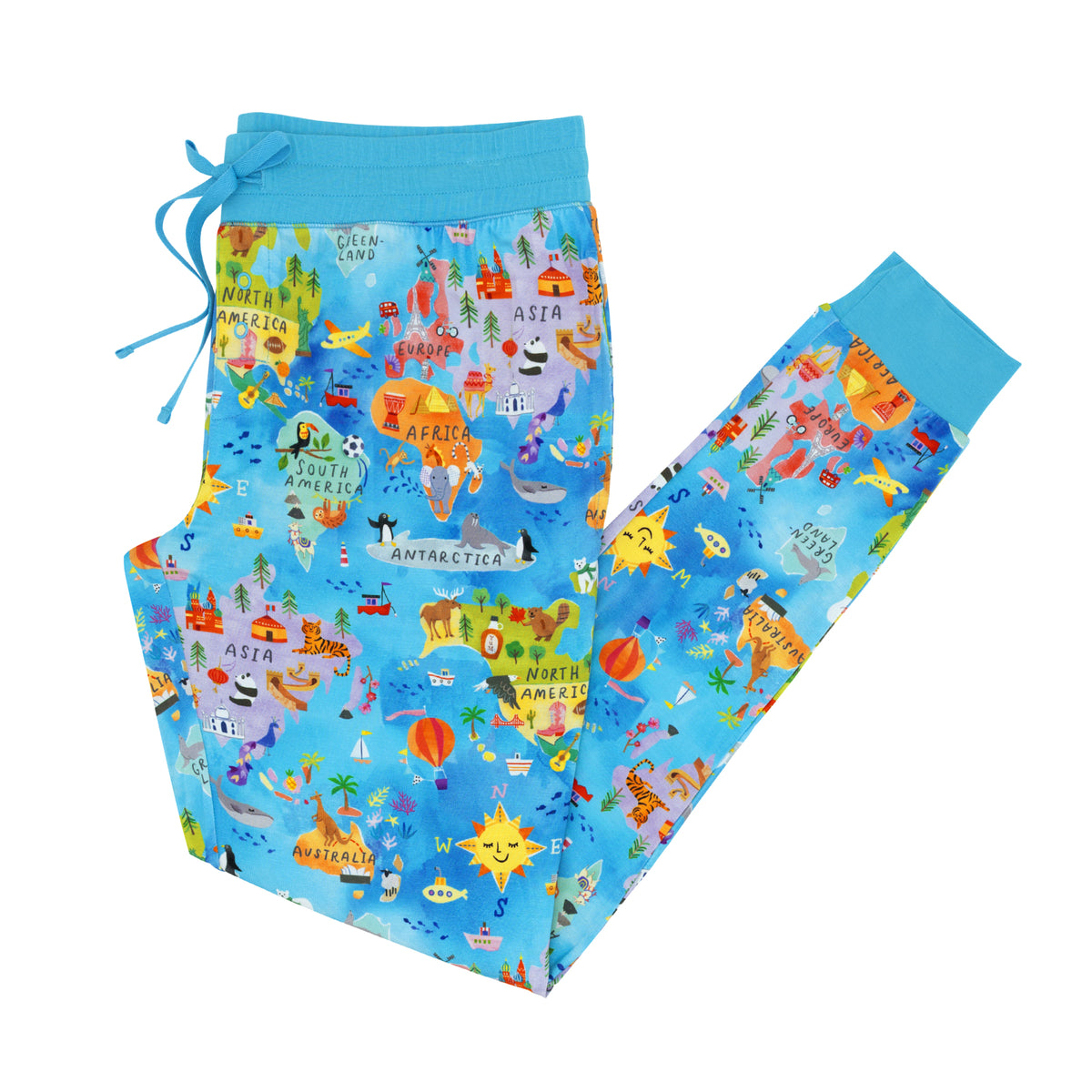 Flat lay of Around the World bamboo women's pajama pants