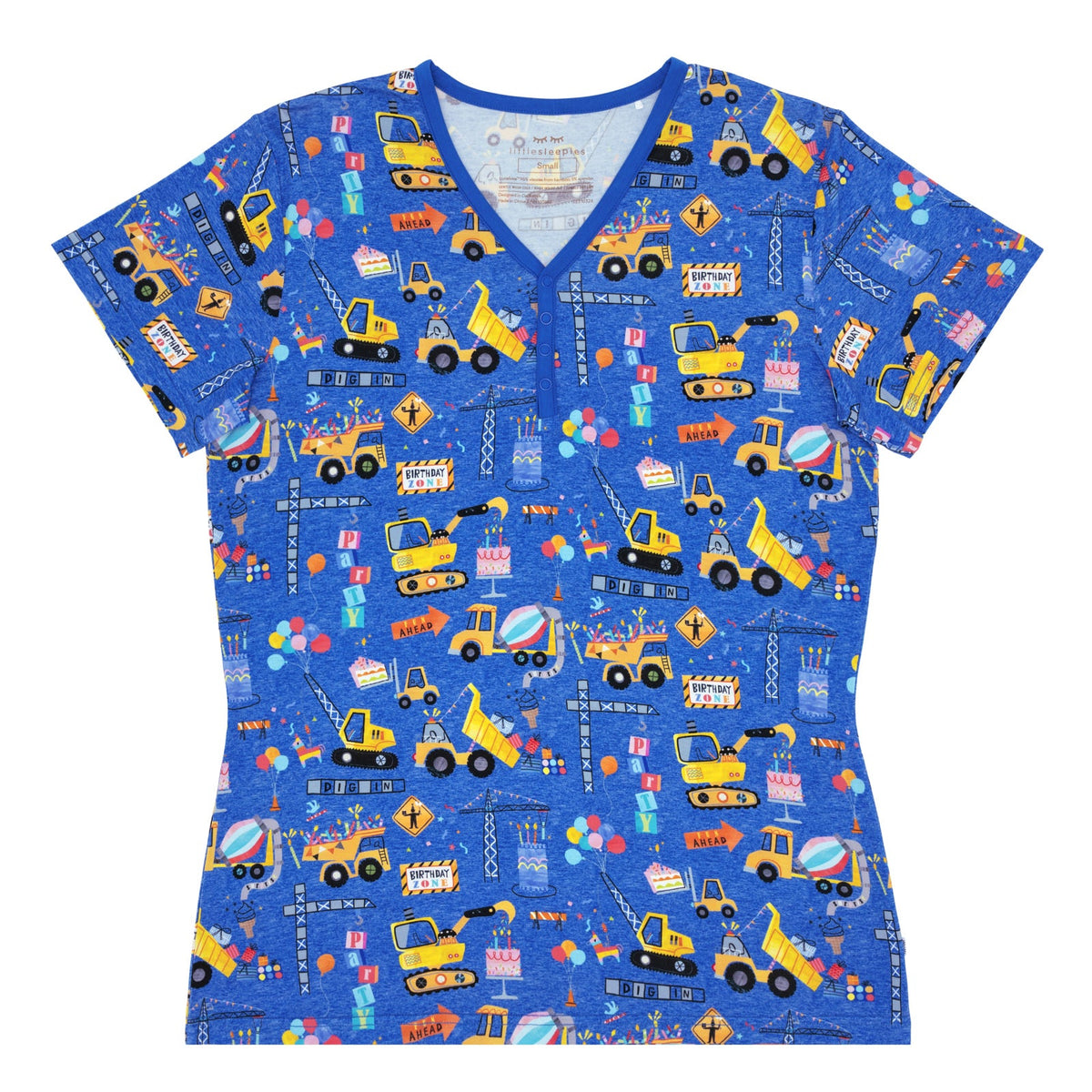 Flat lay of a Birthday Builders Women's Short Sleeve Pajama Top