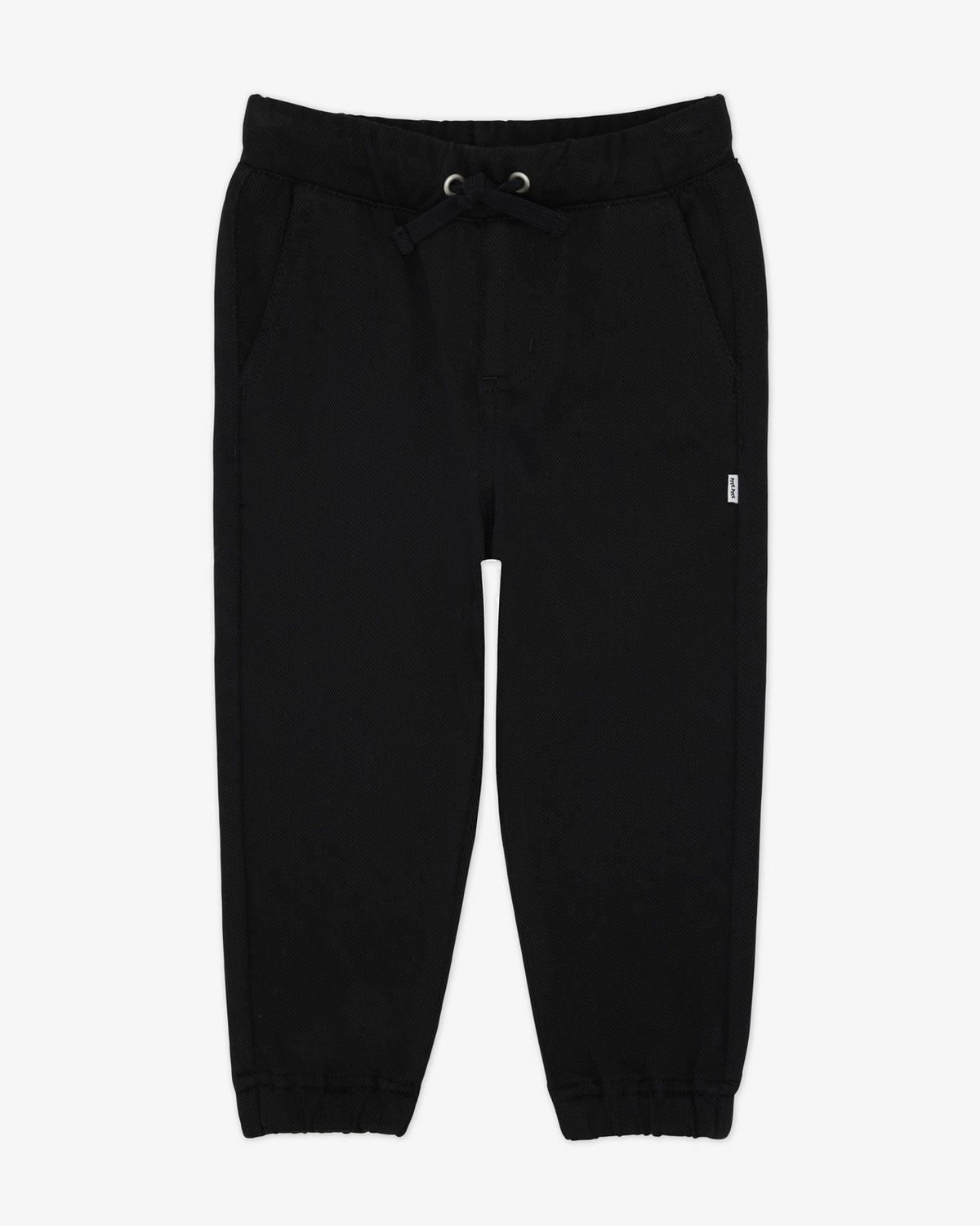 Flat lay of the Black Denim Jogger