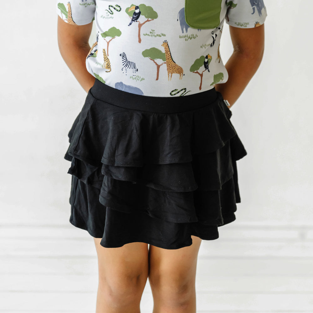 Alternate image of a child wearing a Black ruffle skort
