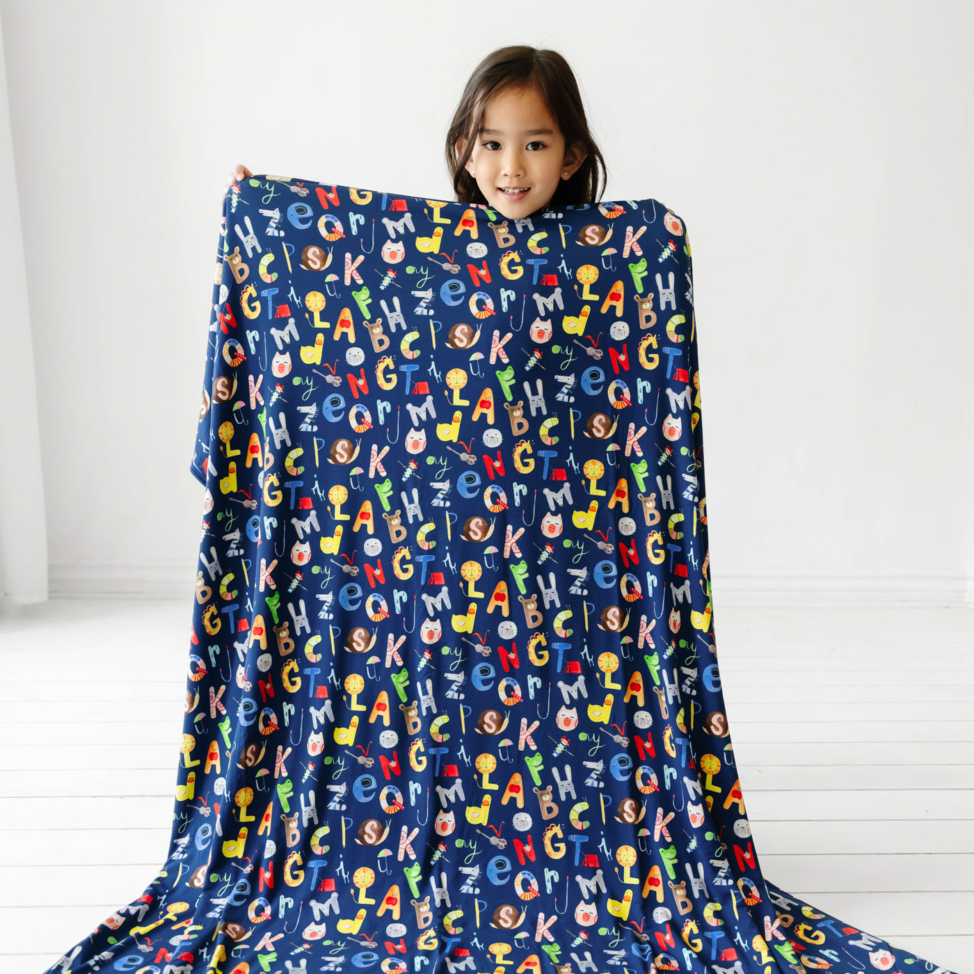 Blanket - Navy Alphabet Friends Large Cloud Blanket