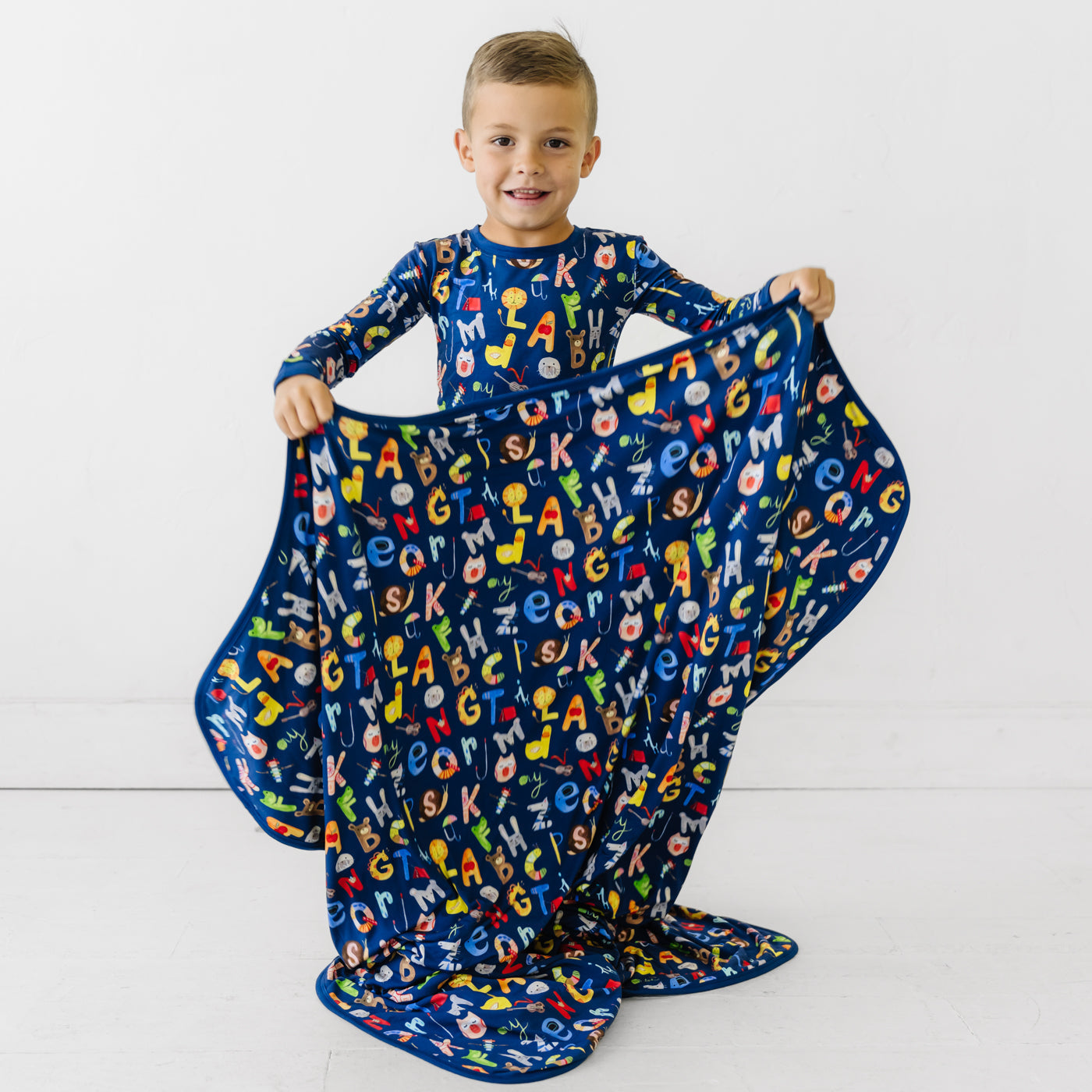 Blanket - Navy Alphabet Friends Large Cloud Blanket