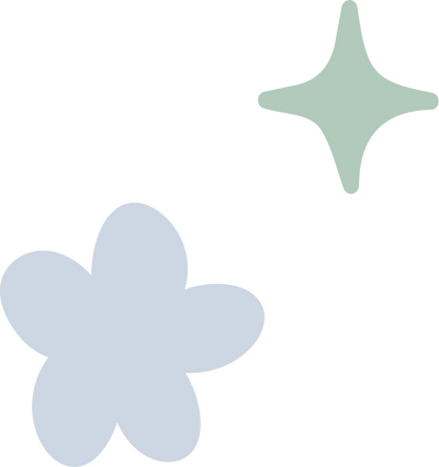 Illustration of a green star sitting above a blue flower