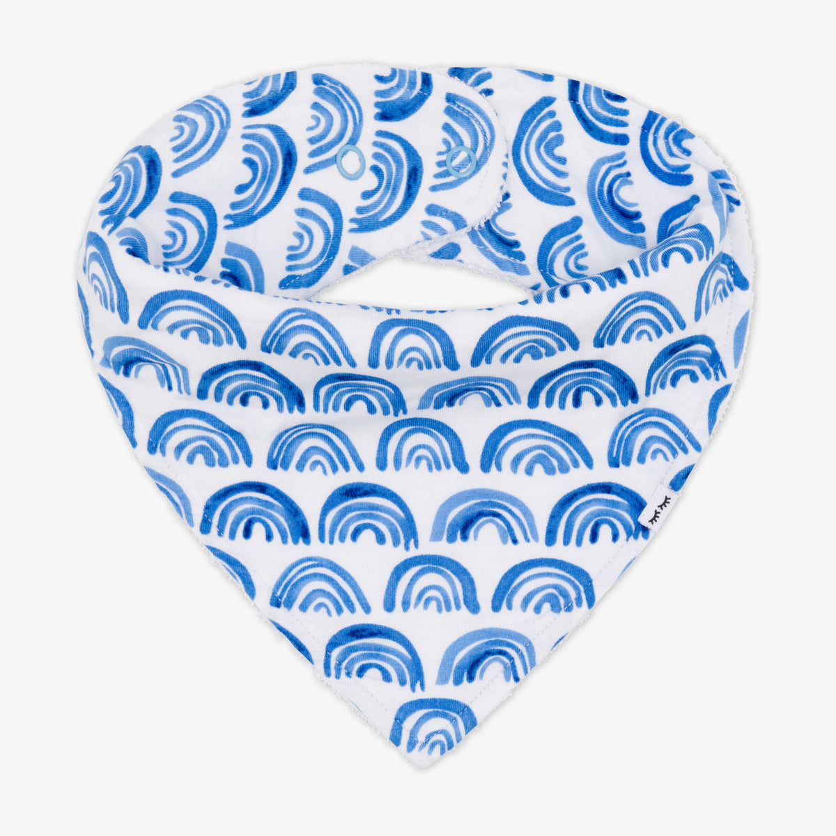 Flat lay of a Blue Rainbows Bandana Bib