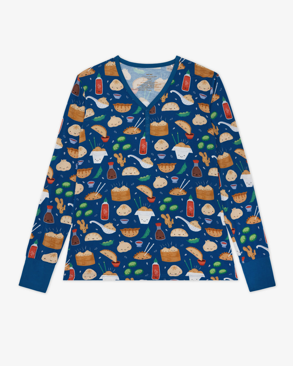 Flat lay of the Bao Buddies Women's Long Sleeve Pajama Top