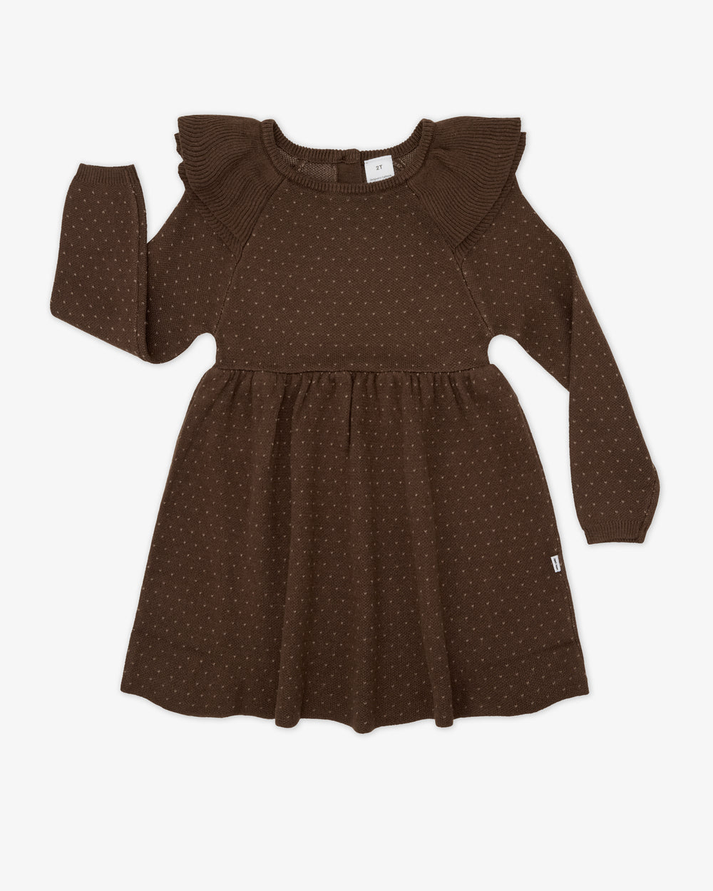 Flat lay of the Mocha Ruffle Sweater Dress