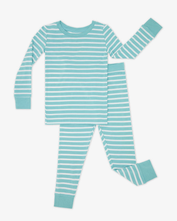 Flat lay of the Dockside Stripe Two-Piece Pajama Set