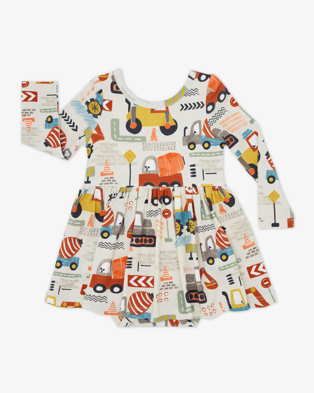 Flat lay of the Mini Builders Skater Dress with Bodysuit