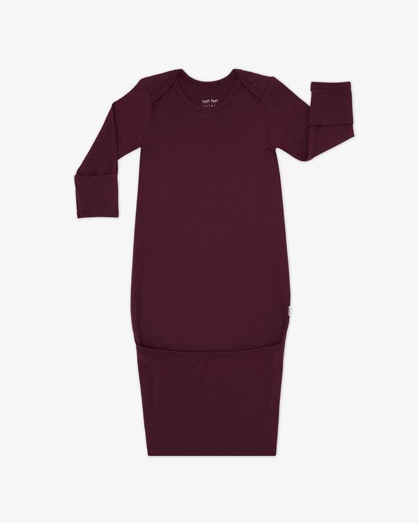 Flat lay of the Classic Burgundy Infant Gown