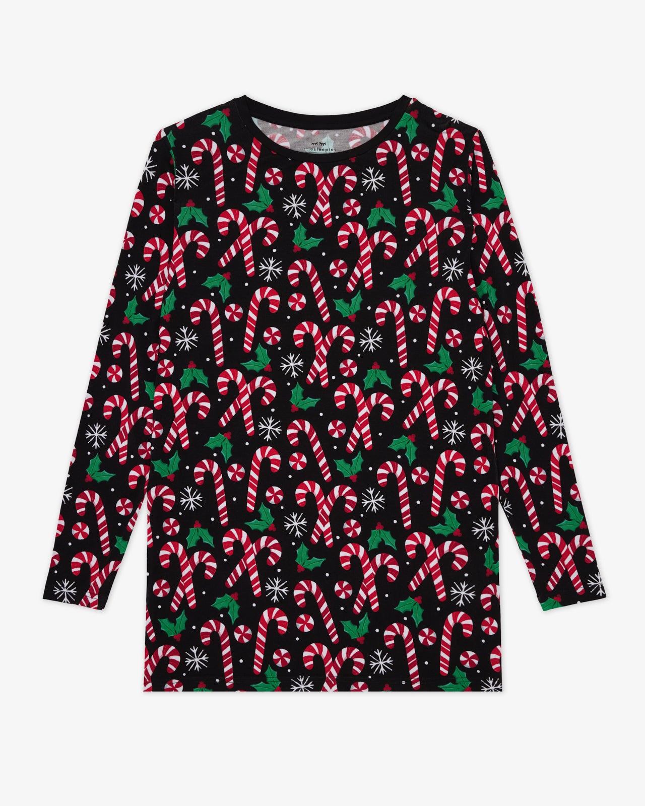 Flat lay of the Merry Mints Men's Long Sleeve Pajama Top