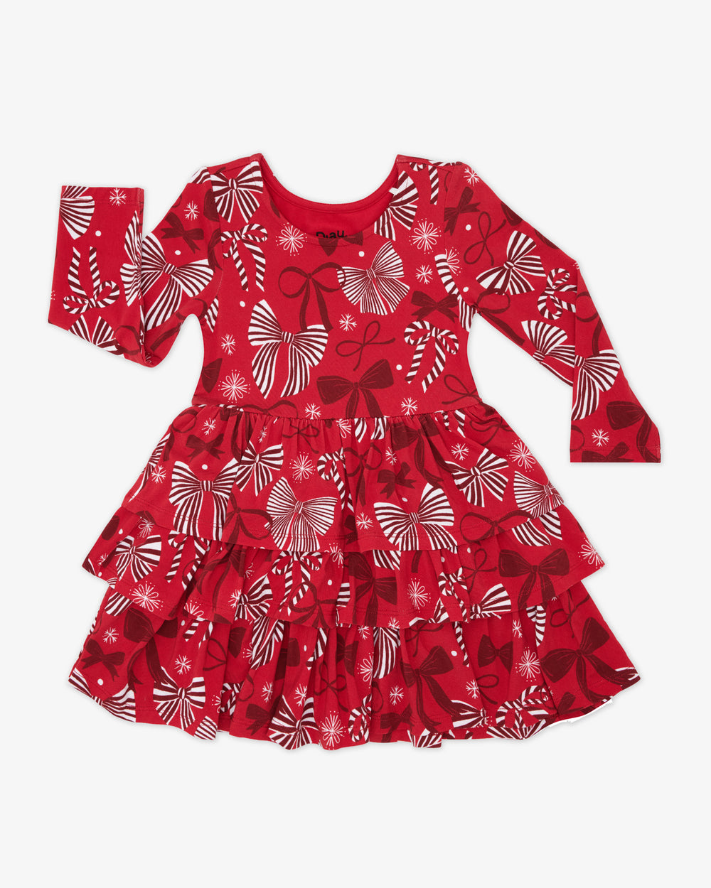 Flat lay of the Holiday Bows Tiered Dress