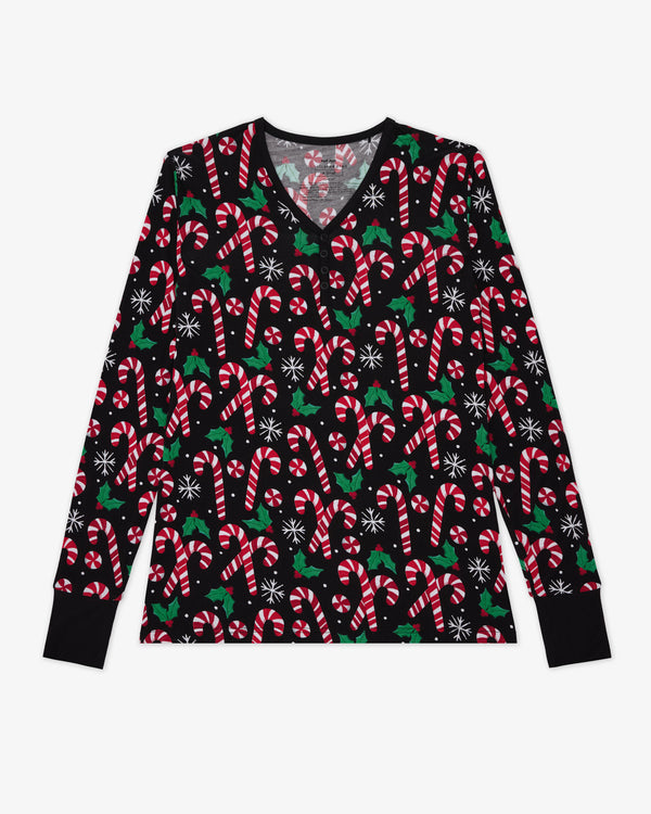 Flat lay of the Merry Mints Women's Long Sleeve Pajama Top