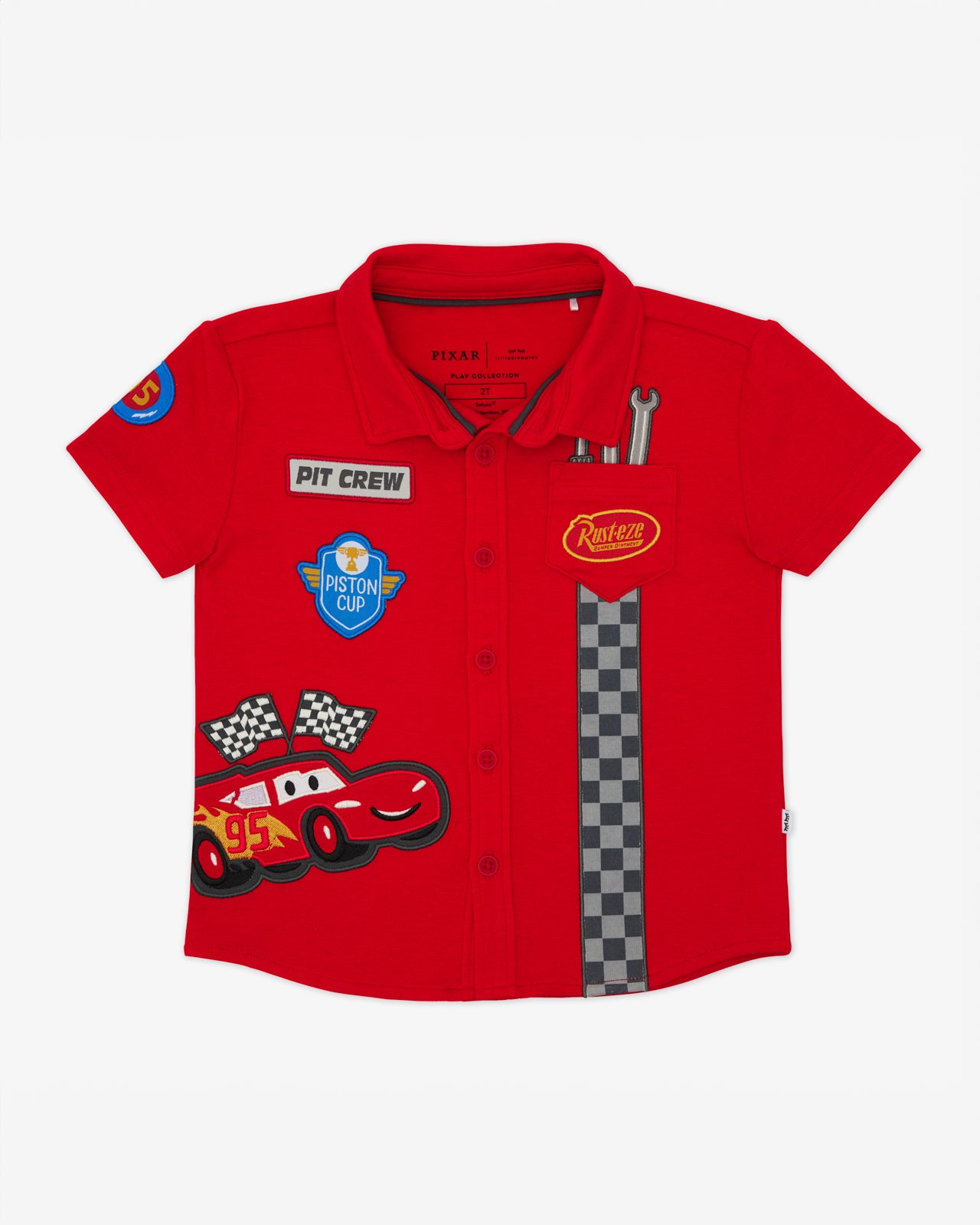 Flat lay of the Disney & Pixar Piston Cup Button Down Polo