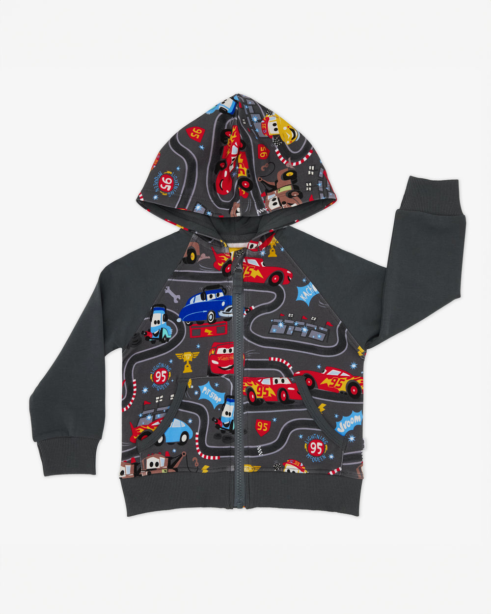 Flat lay of the Disney & Pixar Piston Cup Zip Hoodie