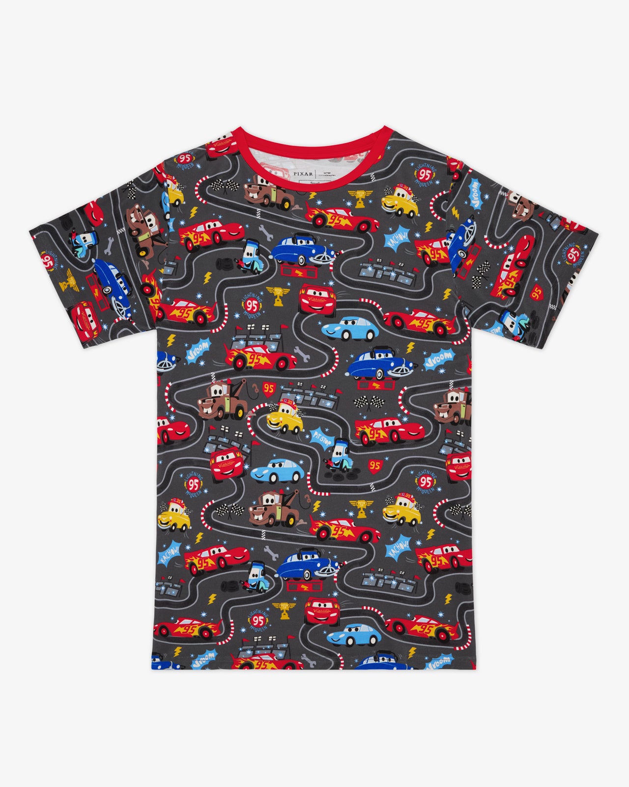 Flat lay of the Disney & Pixar Piston Cup Men's Short Sleeve Pajama Top