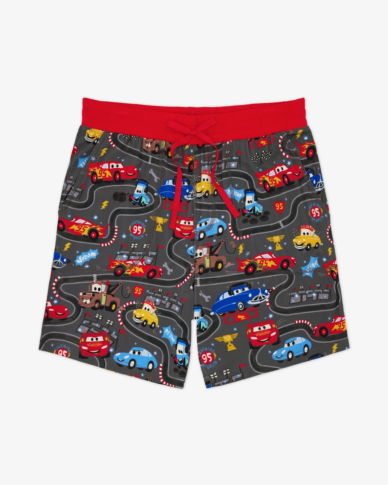 Flat lay of the Disney & Pixar Piston Cup Men's Pajama Shorts