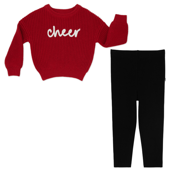 Cheer Drop Shoulder Sweater and Black Legging