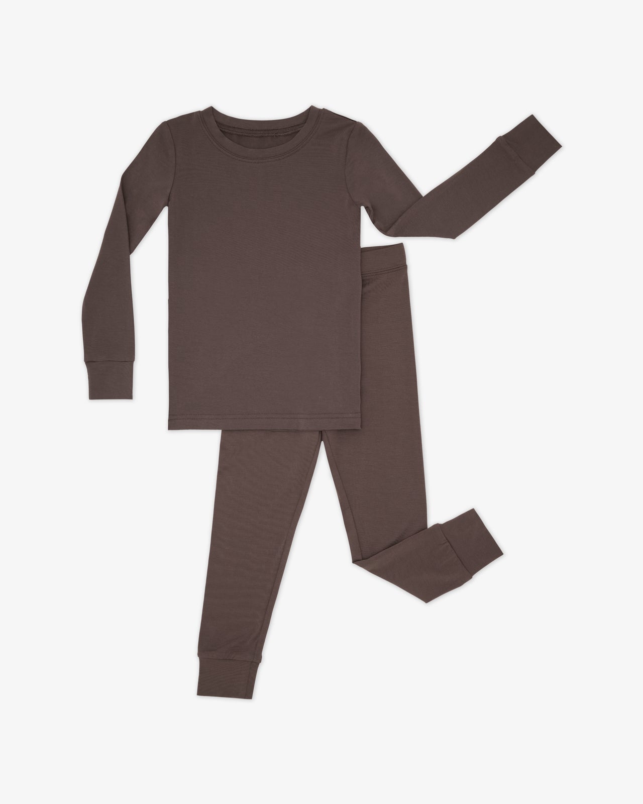 Flat lay of the Dark Chocolate Two-Piece Pajama Set
