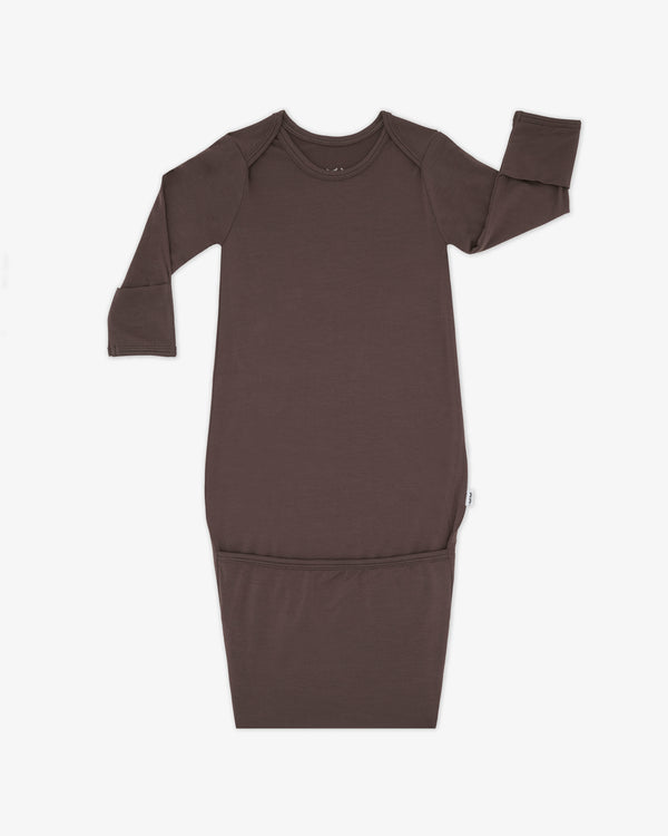 Flat lay of the Dark Chocolate Infant Gown