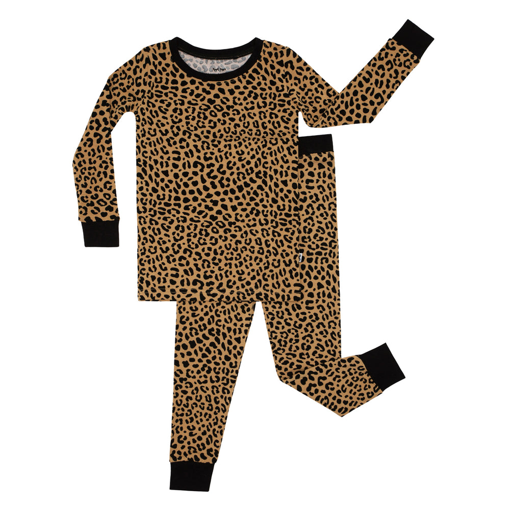 Flat lay image of a Classic Leopard two piece pajama set