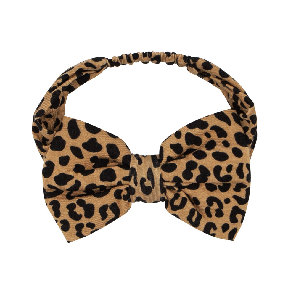Alternate flat lay image of a Classic Leopard printed luxe bow headband