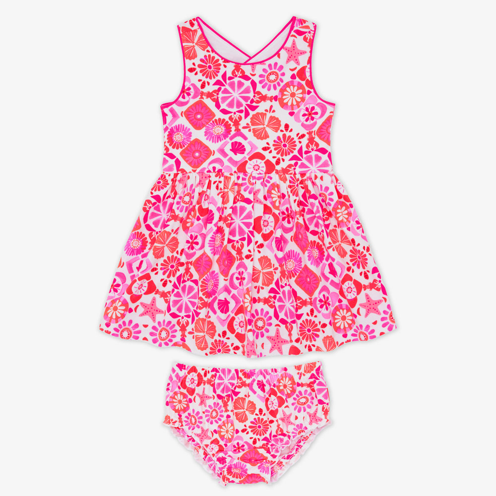 Coastal Gems Cross Back Skater Dress with Bloomer