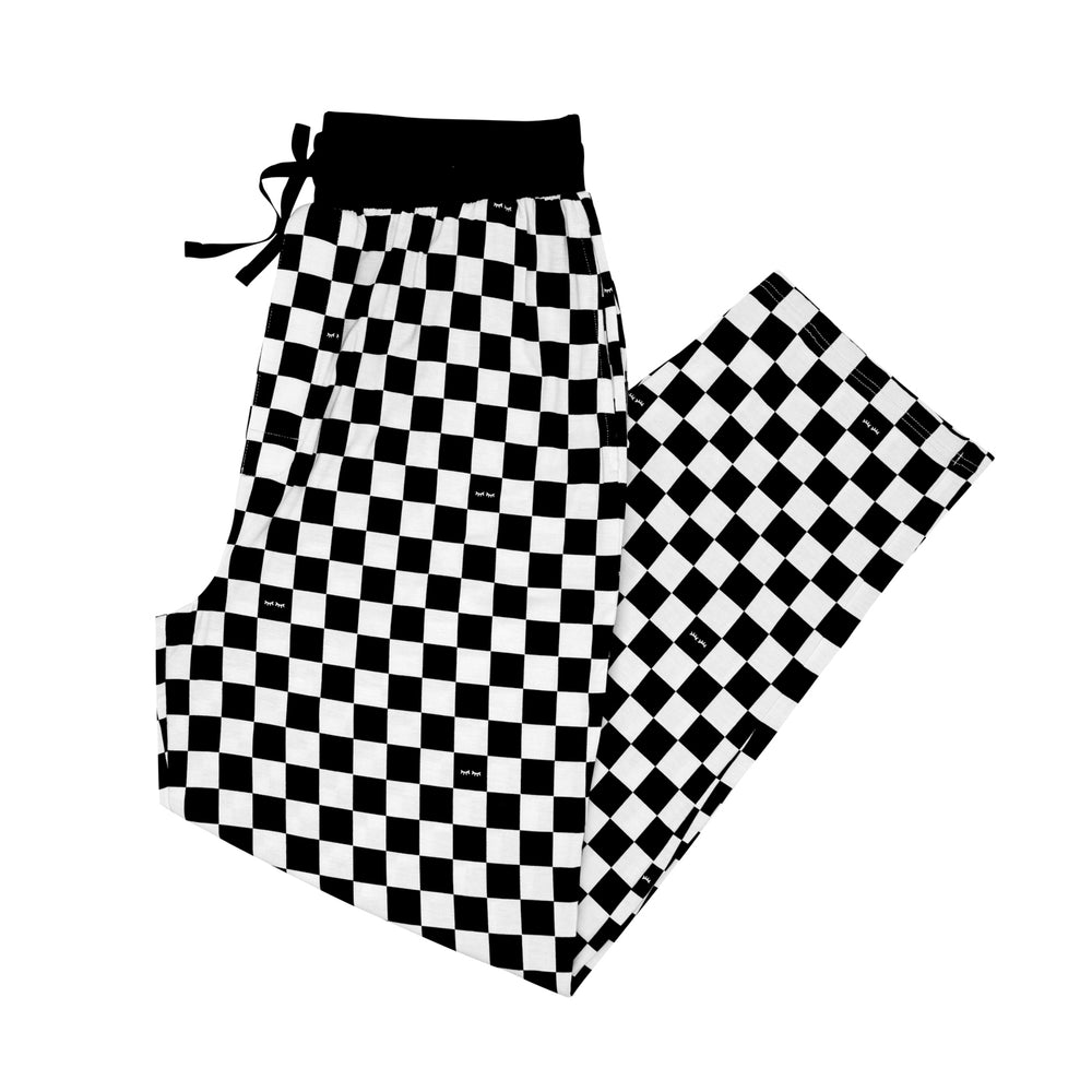 Click to see full screen - Flat lay image of Cool Checks printed men's pajama bottoms