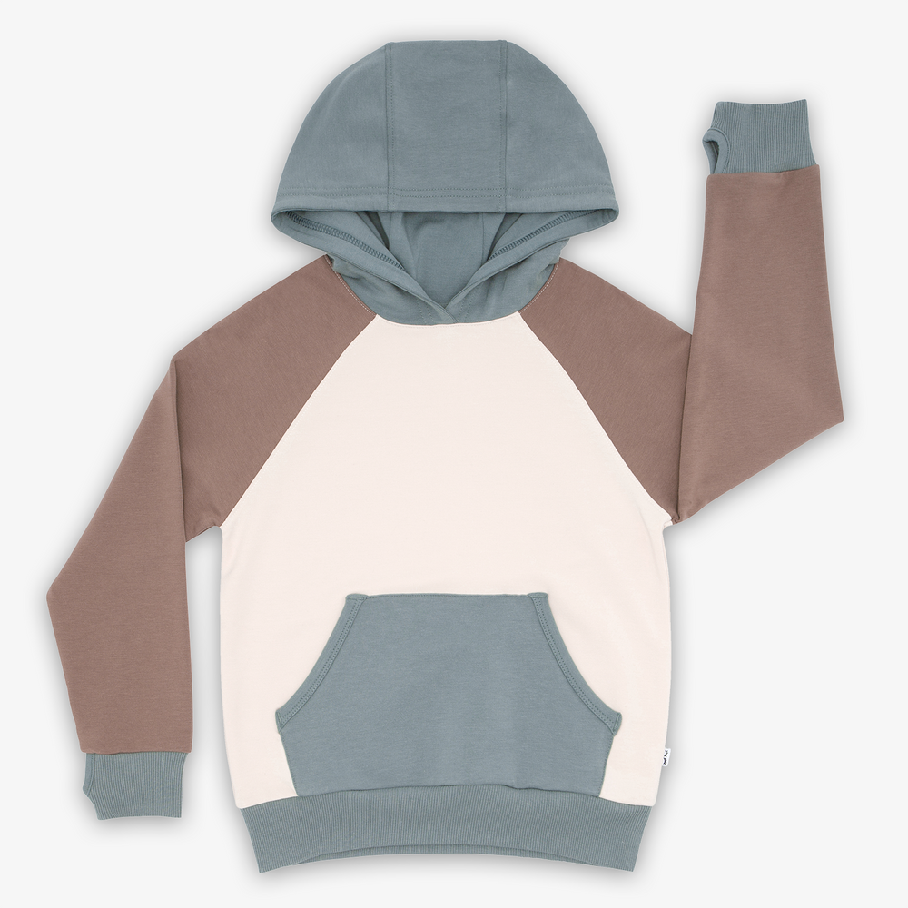 Flat lay image of the Cream Colorblock Pullover Hoodie