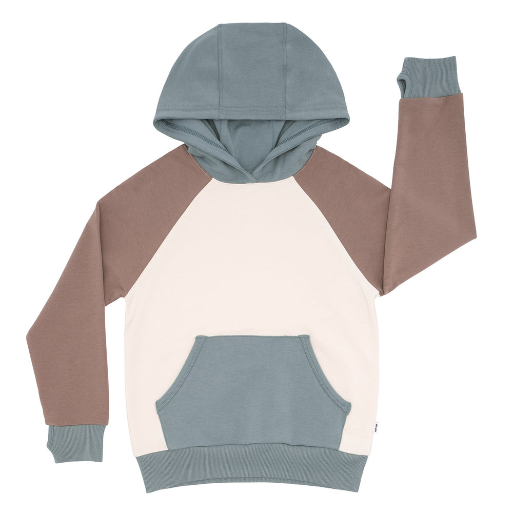 Flat lay image of a Colorblock pullover hoodie