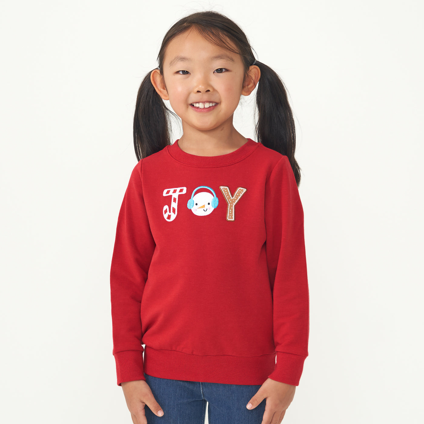 Alternate image of a child wearing a Holiday Red Joy crewneck
