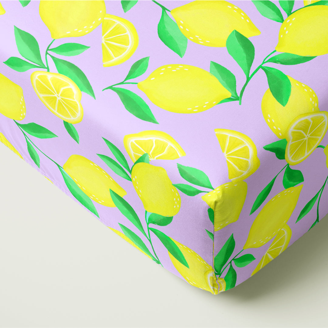 Corner of the Lavender Sunny Citrus Fitted Crib Sheet