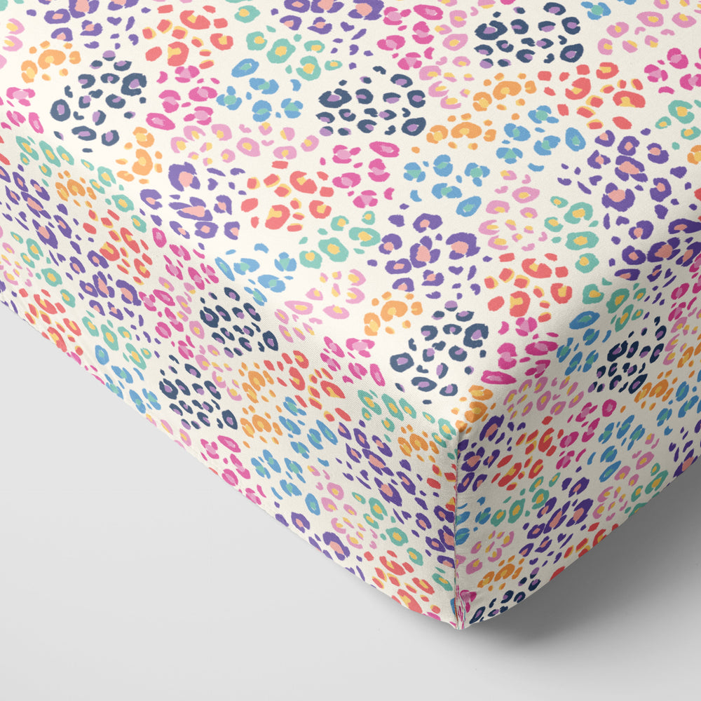 Click to see full screen - Crib Sheet - Rainbow Leopard Fitted Crib Sheet