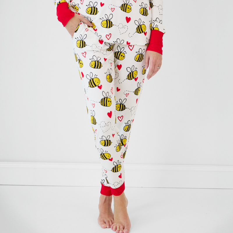 cropped image of a woman wearing Bee Mine women's pj pants