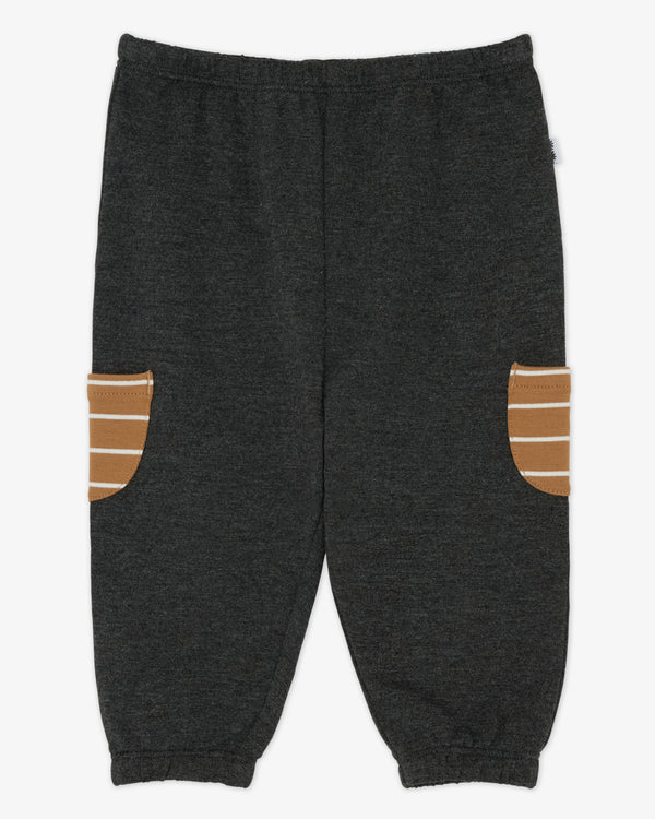 Flat lay of the Heather Black Cinched Jogger