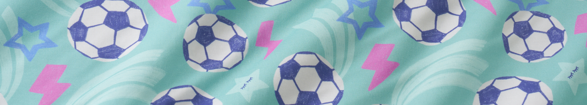 Aqua soccer stars fabric